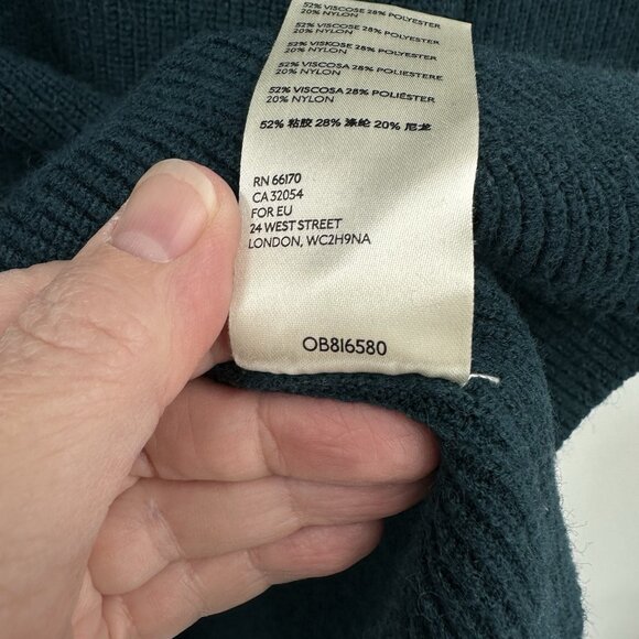 FREE PEOPLE turtleneck sweater oversized slouchy tunic dark green ribbed XS - Picture 10 of 11